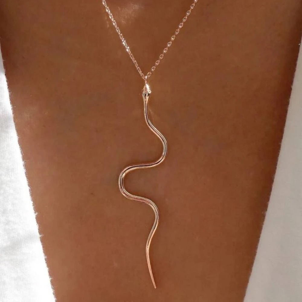 Anthropologie Minimalist Gold Snake Pendant Necklace - Women